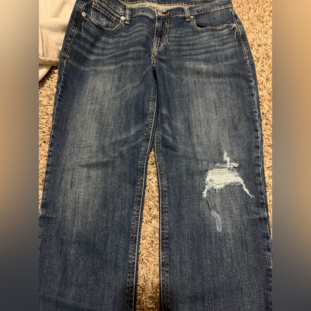 Old Navy Women's Distressed Blue Boyfriend Jeans